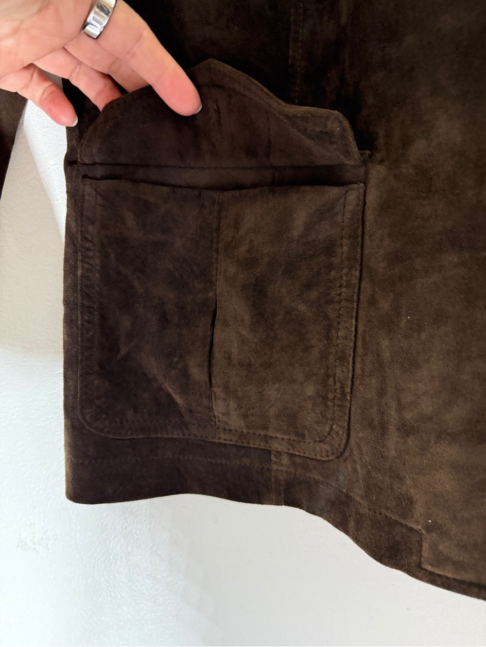 Vintage Eddie Bauer Brown Collar Button Down Chore Suede Jacket XL - Picture 4 of 5